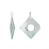 SP-5214-MOP Sterling Silver Diamond Square Shape Pendant With Mother of Pearl Jewelry Bali Designs Inc